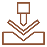 Icon of a download symbol on black.