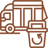 Garbage truck and recycling bin icon.