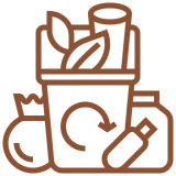 Recycling icons with leaves and arrows.