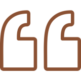 Brown quotation marks on black background.