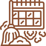 Calendar and broom cleaning icon illustration.